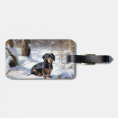 Étiquette À Bagage Dachshund Qu'Il Neige Noël (Dos horizontal)