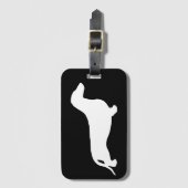 Étiquette À Bagage Dachshund silhouette blanche + vos idées (Devant Vertical)