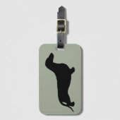 Étiquette À Bagage Dachshund silhouette noire + vos idées (Devant Vertical)