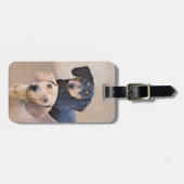 Étiquette À Bagage Dachshund (Smooth) Peinture - Art Chien original (Devant horizontal)