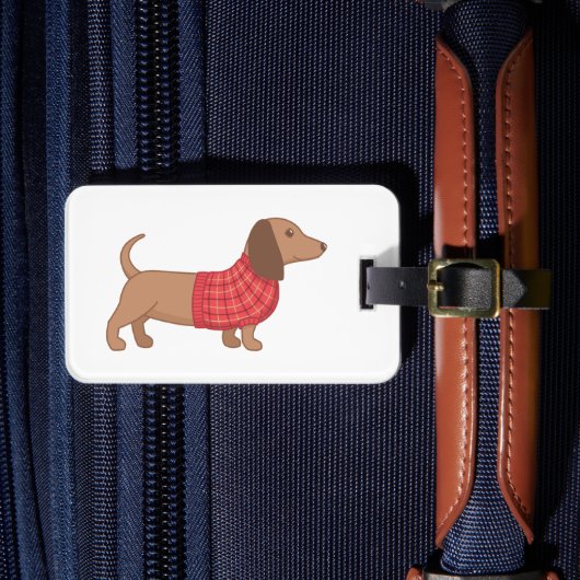 Étiquette À Bagage Dachshund Teckel Pull Rouge à Carreaux (Insitu Rectoal 4)