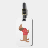 Étiquette À Bagage Dachshund Teckel Pull Rouge à Carreaux (Devant Vertical)