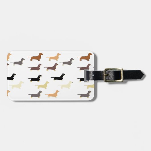 Étiquette À Bagage dachshund toutes les couleurs silos (Devant horizontal)