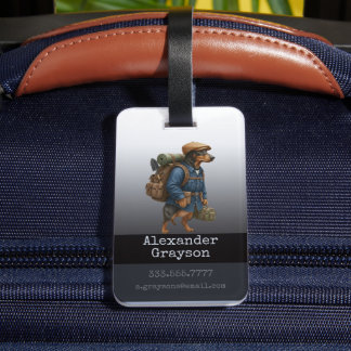 Étiquette À Bagage Dachshund Trail Blazer Hiker Personalized  Luggage