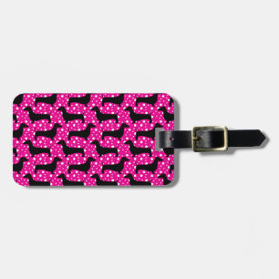 Étiquette À Bagage Dachshunds Pink Polka