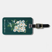 Étiquette À Bagage Daisy Bouquet Handpainted Gouache Custom Name (Devant horizontal)