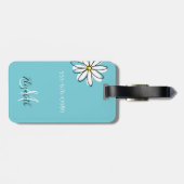 Étiquette À Bagage Daisy Doodle Fleur Monogramme personnalisé Bagage (Dos horizontal)