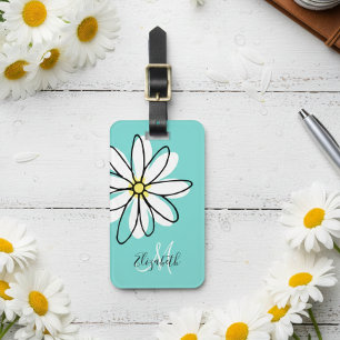 Étiquette À Bagage Daisy Doodle Fleur Monogramme personnalisé Bagage
