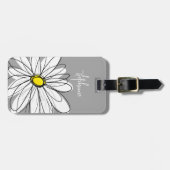 Étiquette À Bagage Daisy tendance avec gris et jaune (Devant horizontal)