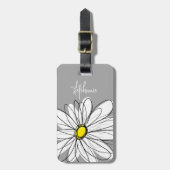 Étiquette À Bagage Daisy tendance avec gris et jaune (Devant Vertical)