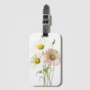 Étiquette À Bagage Daisy Watercolor Flower Moderne Professionnel