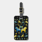 Étiquette À Bagage Dala folklorique suédoise Cheval le bleu et jaune (Devant Vertical)