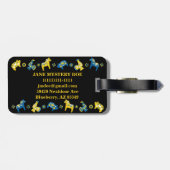 Étiquette À Bagage Dala folklorique suédoise Cheval le bleu et jaune (Dos horizontal)
