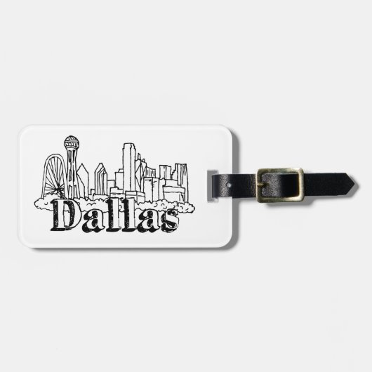 Étiquette À Bagage Dallas Skyline Art Design Dallas Skyline Design (Devant horizontal)