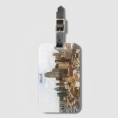 Étiquette À Bagage Dallas Texas Panorama VIew City Silhouette (Devant Vertical)