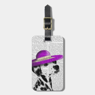 Étiquette À Bagage Dalmatien Avec Casquette Violet Large Brimé
