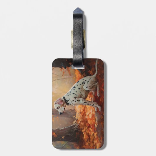 Étiquette À Bagage Dalmatien en automne Feuilles automne Inspirer (Dos Vertical)