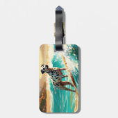 Étiquette À Bagage Dalmation Plage Surf Peinture (Dos Vertical)