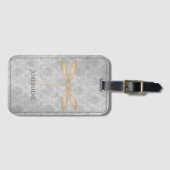 Étiquette À Bagage Damas de libellule d'or (Devant Horizontal)