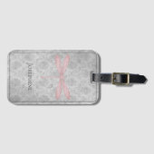 Étiquette À Bagage Damas de libellule rose (Devant Horizontal)