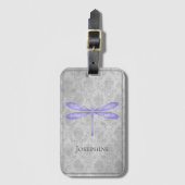 Étiquette À Bagage Damas de libellule violette (Devant Vertical)