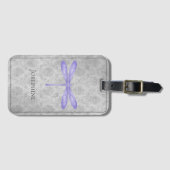 Étiquette À Bagage Damas de libellule violette (Devant Horizontal)