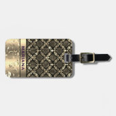 Étiquette À Bagage Damas d'or et persiennes métalliques (Devant horizontal)