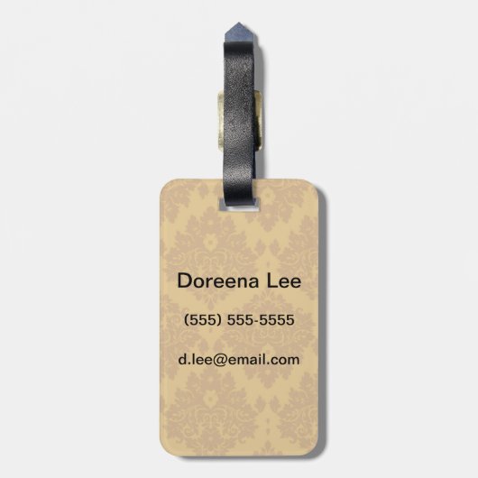 Étiquette À Bagage Damas dorées de luxe (Dos Vertical)