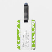 Étiquette À Bagage Damas monogrammes de framboise et de chaux Imprime (Dos Vertical)