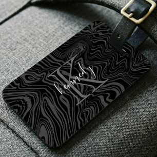 Étiquette À Bagage Damascus Steel Motif Custom Monogramme & Nom