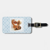 Étiquette À Bagage Damassé bleu-clair de photo faite sur commande (Devant horizontal)