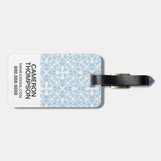 Étiquette À Bagage Damassé bleu-clair de photo faite sur commande (Dos horizontal)