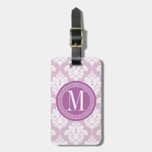 Étiquette À Bagage Damassé pourpre lilas élégante personnalisée