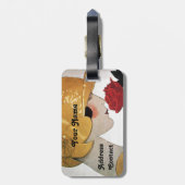 ÉTIQUETTE À BAGAGE DAME AVEC ROSE ROUGE (Dos Vertical)