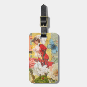 Étiquette À Bagage Dame victorienne femme élégante riche illustration