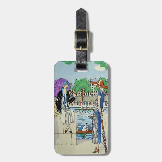 Étiquette À Bagage Dames des années 1920 au régate de course d'équipa (Devant Vertical)