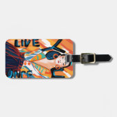 Étiquette À Bagage Dames modernes personnalisées que vous vivez une f (Devant horizontal)