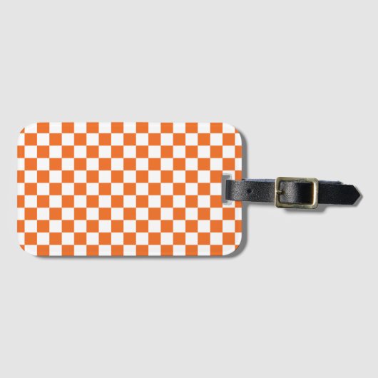 Étiquette À Bagage Damier orange (Devant Horizontal)
