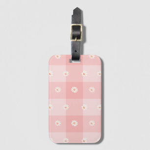 Étiquette À Bagage Damier Pêche et Marguerite