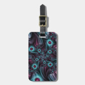 Étiquette À Bagage Dans la profondeur Bleu rose Abstrait Fractal Art (Devant Vertical)