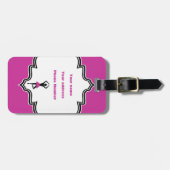 Étiquette À Bagage Danse ballerine noir, couleur rose chaud (Devant horizontal)