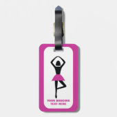 Étiquette À Bagage Danse ballerine noir, couleur rose chaud (Dos Vertical)