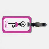 Étiquette À Bagage Danse ballerine noir, couleur rose chaud (Dos horizontal)