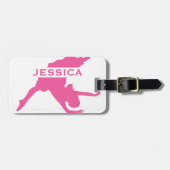 Étiquette À Bagage Danseur Monographique Rose Et Blanc 2 (Devant horizontal)
