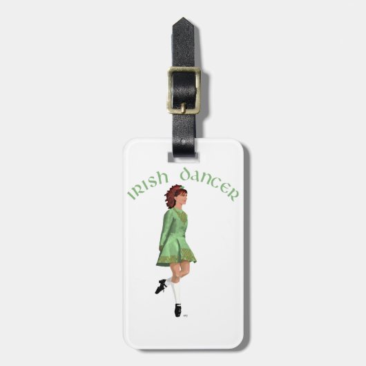 Étiquette À Bagage Danseuse de step irlandais - Vert (Devant Vertical)