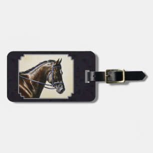 Étiquette À Bagage Dark Bay Dressage Horse Blue Black