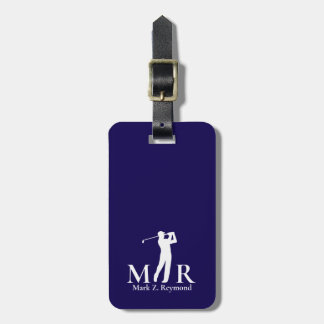 Étiquette À Bagage Dark Navy Blue Monogram Golfer