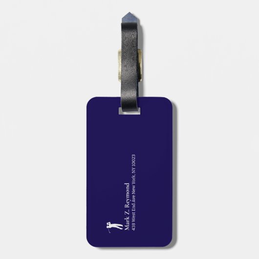 Étiquette À Bagage Dark Navy Blue Monogram Golfer (Dos Vertical)