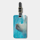 Étiquette À Bagage Dauphin heureux de natation (Devant Vertical)