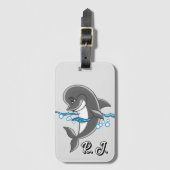 Étiquette À Bagage Dauphin Monogramme Dans L'Eau (Devant Vertical)